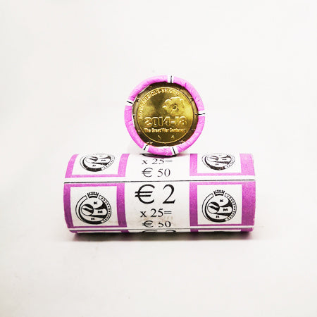 Rolo Moedas 2 Euros 100 Anos da I guerra Mundial Bélgica 2014