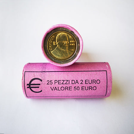 Rolo 25 Moedas 2 Euros Camilo Benso di Cavour de Italia 2010