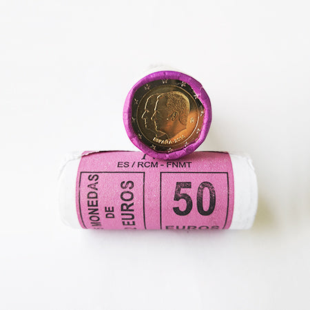 Rolo Moedas 2 Euros Juan Carlos e Filipe VI Espanha Sucessão do Trono 2014